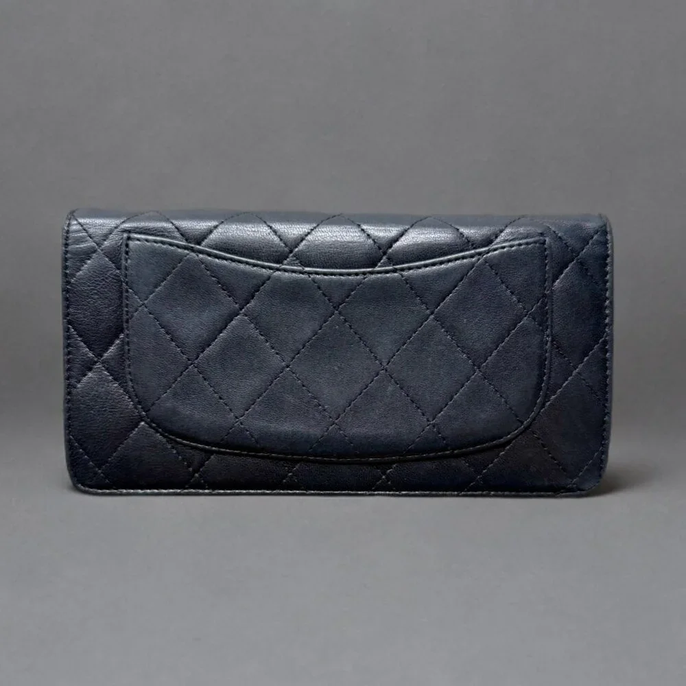 Chanel Quilted Lambskin Black Long Wallet